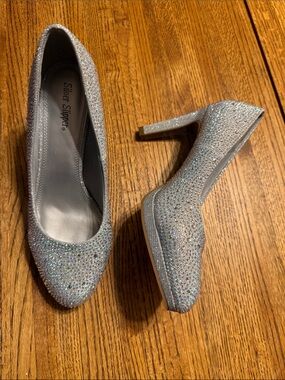 Silver Slipper® Glitter Crystal Block-Heel Pumps -‎ Silver